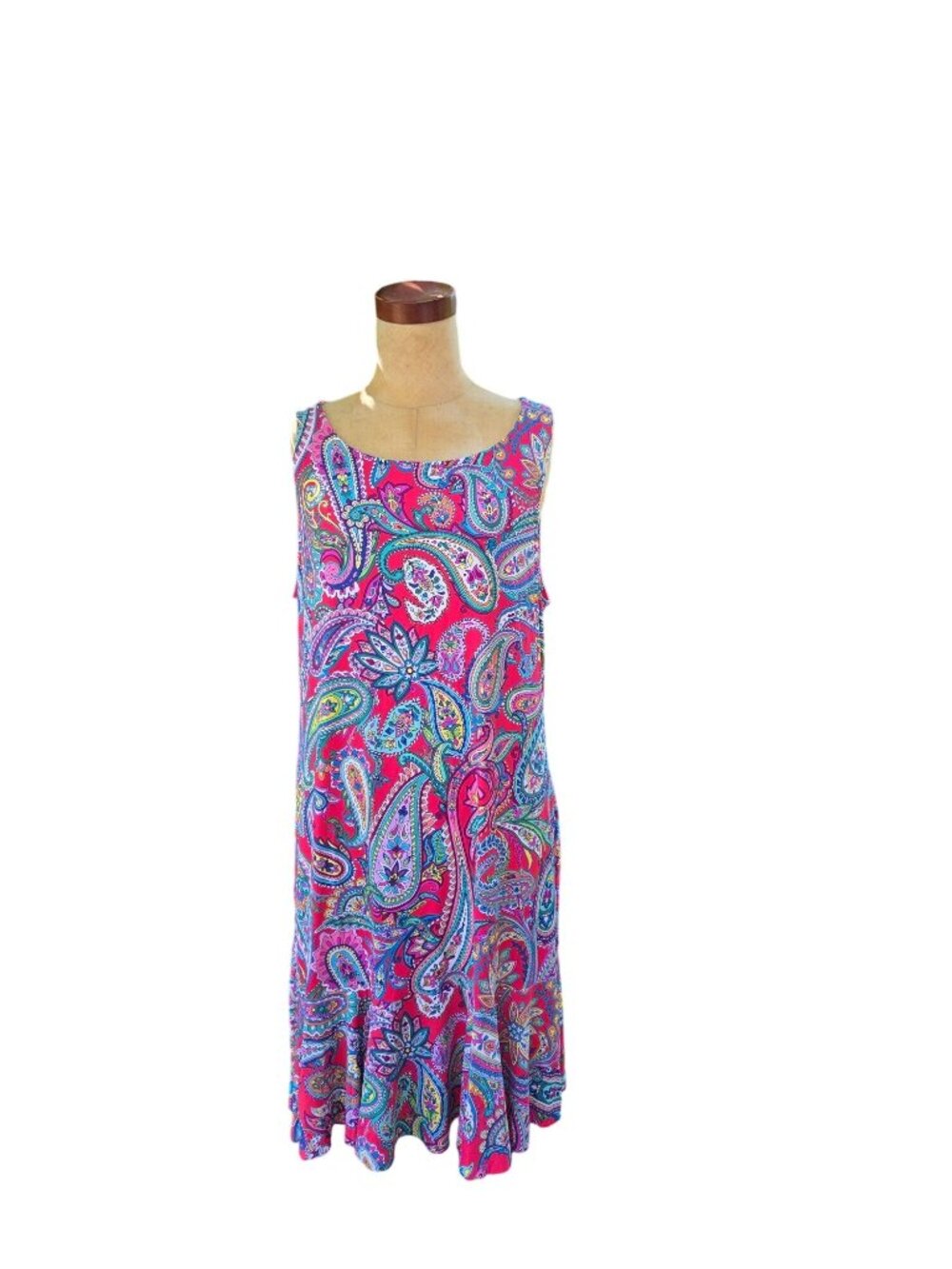 Tommy Bahama Womens Paisley Sleeveless Dress L/G Vibrant Colors Stretch